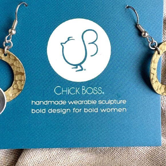 Chick Boss handmade modernist wearable sculpture earrings - Picture 4 of 6